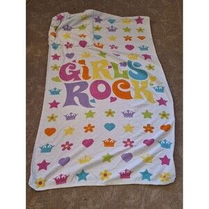 Girls Rock Hooded Beach Towel Poncho Folds into Built In Bag Terry Cloth